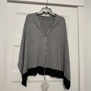 Papillon Black and White Houndstooth Shawl Cardigan Wrap Accessory One Size